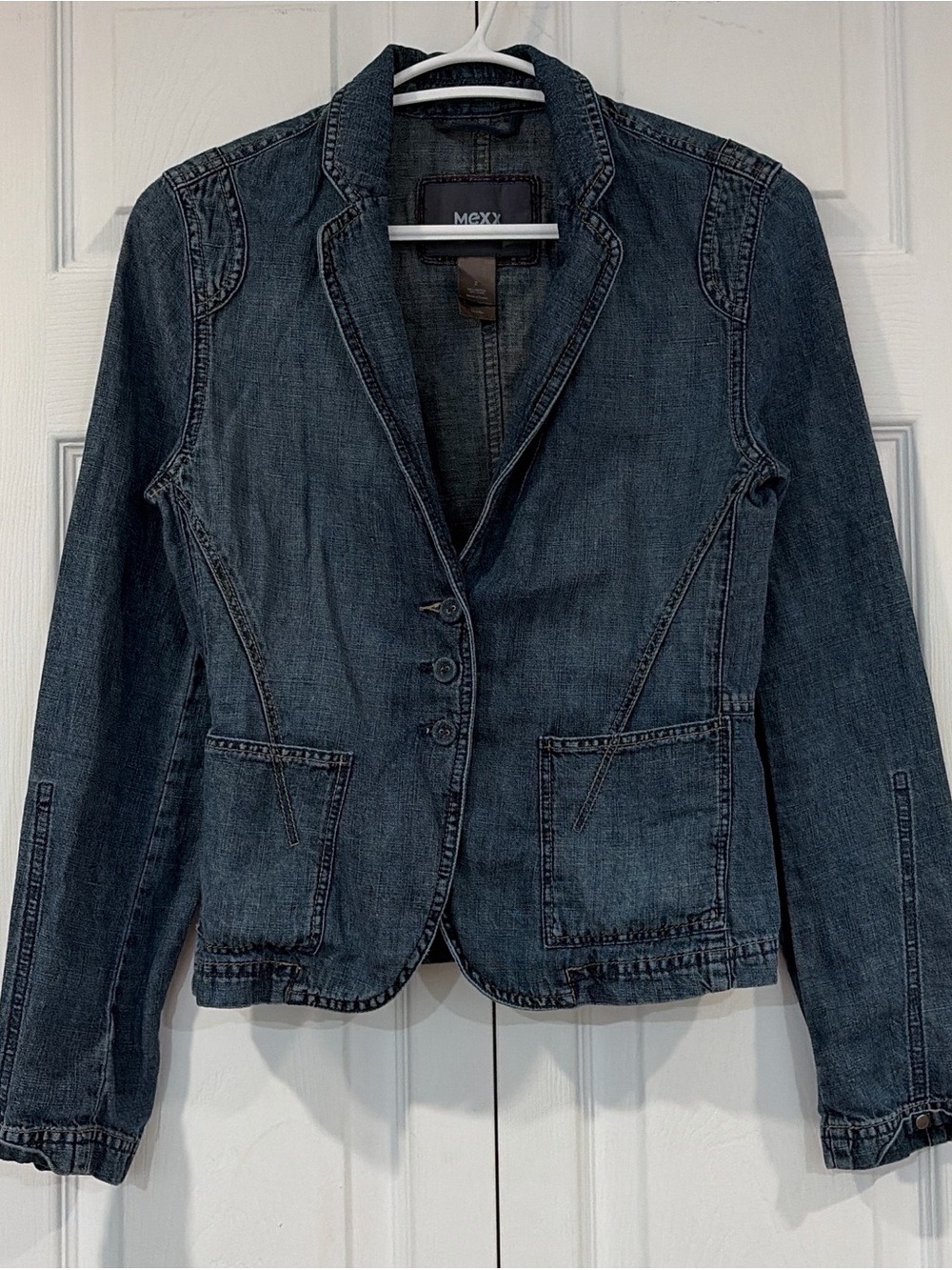 Mexx Dark Blue Tailored Denim Blazer Jacket
